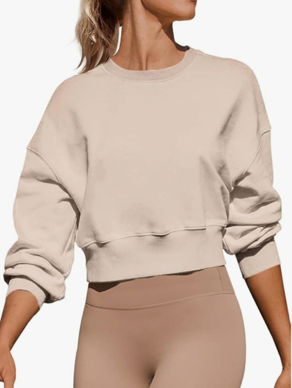 New BuffBunny Cream Cropped Crewneck Pullover Sweatshirt - Picture 4 of 4